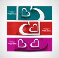 Love Valentine&#039;s Day colorful hearts celebration header set background vector