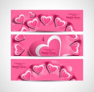 Valentine&#039;s Day pink colorful hearts website header or banner set