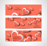 Valentine&#039;s Day colorful hearts website header or banner set vector