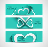 Valentine&#039;s Day colorful hearts presentation header or banner set