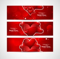 Red colorful heart Valentine&#039;s Day header design vector illustration