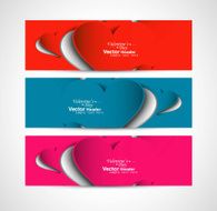 Creative Valentine&#039;s Day design colorful header set vector illustration