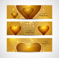 Valentine&#039;s Day colorful shiny header background hearts set vector