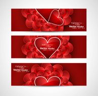 Valentine&#039;s Day design red header card background vector illustration