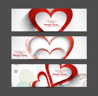 Valentine&#039;s Day Set of cute red heart vector header design