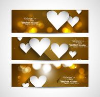 Valentine&#039;s Day Set of stylish bright colorful header hearts vector