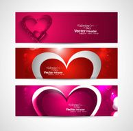 Valentines day colorful greeting card three header design