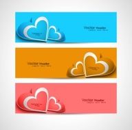 Valentines day colorful greeting card three header vector