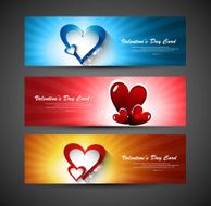 Valentines day bright colorful greeting card header vector