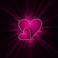 Valentines day pink bright colorful shiny rays heart vector background