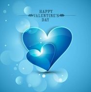Valentines day blue heart greeting card colorful background vector
