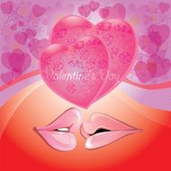 pink lips with hearts romantic background