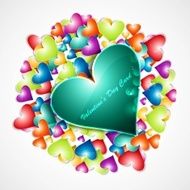Rainbow colorful valentines day hearts love card vector illustration