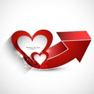 valentines day with colorful red hearts card arrow vector background