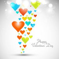 Beautiful valentines day with colorful hearts card vector whit background