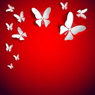 Greeting card with paper butterflies - vector