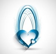 Valentines day heart greeting card blue line wave colorful background