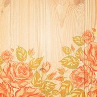 Red roses on a background of wood