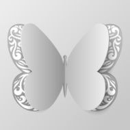 Abstract paper butterfly with tribal ornament