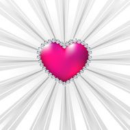 Shiny crystal love hearts on silver line