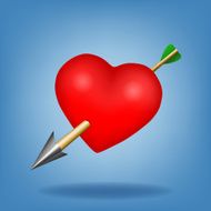 Red heart with arrow Vector illustration