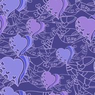 Seamless abstract pattern with lilac hearts