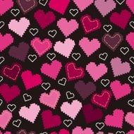 Seamless pattern with hearts and embroidery