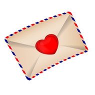 Envelope with red heart for valentine day - vector icon