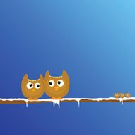 funny animal on the snow branch art vector illustration