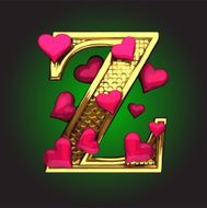 Golden Figure with Hearts z