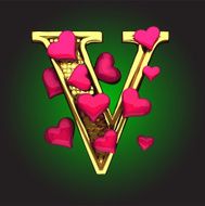 Golden Figure with Hearts v