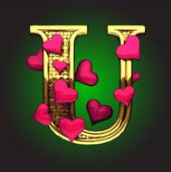 Golden Figure with Hearts u