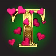 Golden Figure with Hearts t