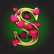 Golden Figure with Hearts s