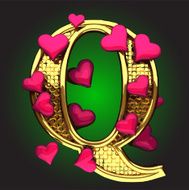 Golden Figure with Hearts q