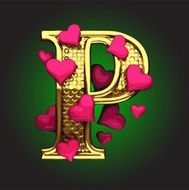 Golden Figure with Hearts p