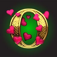 Golden Figure with Hearts o