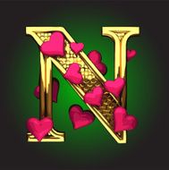 Golden Figure with Hearts n