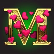 Golden Figure with Hearts m