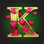 Golden Figure with Hearts k