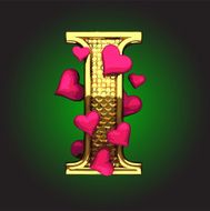 Golden Figure with Hearts i