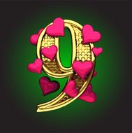Golden Figure with Hearts 9