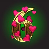 Golden Figure with Hearts 6