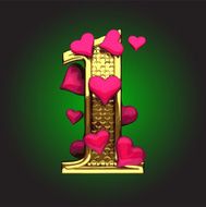 Golden Figure with Hearts 1