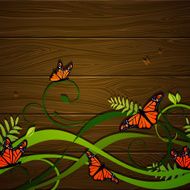 Vector Floral Background with Butterflies