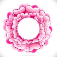 Round frame made of hearts and adorned with various ornaments N2