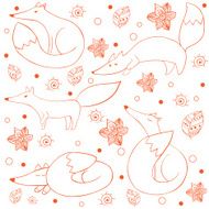 Cartoon funny happy fox seamless pattern N2