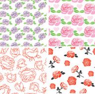 Roses seamless pattern set