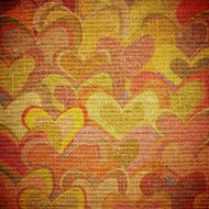scattered colorful hearts on canvas