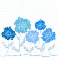 Invitation or greeting card with blue flowers